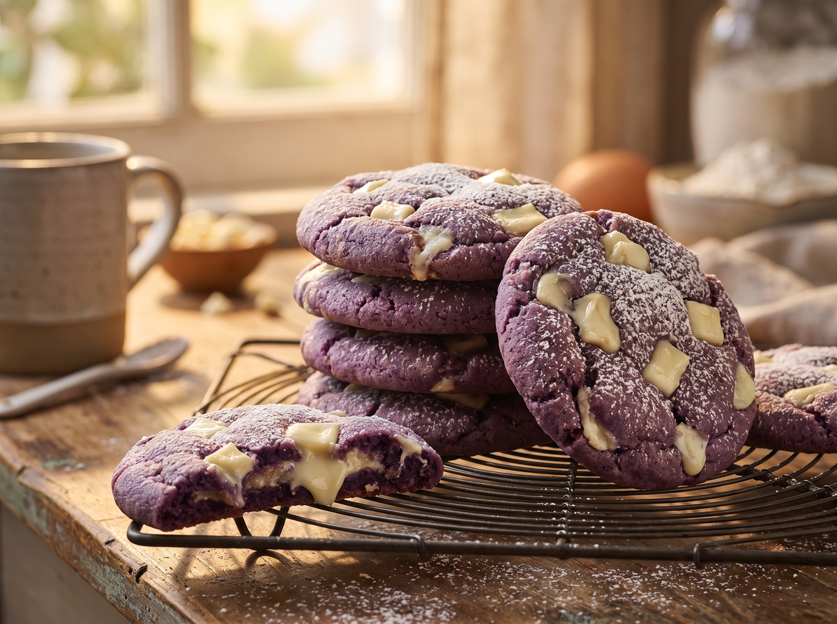 Cookies violets à l'Ube et pépites de chocolat blanc